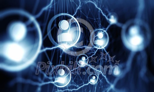 Digital technology background with social networking and interaction concept Digital technology background with social networking and interaction concept