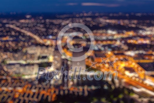 Blurred defocused city view at night background