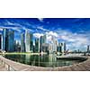 Singapore skyline of business district and Marina Bay panorama. Ultra wide angle