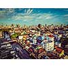 Vintage retro effect filtered hipster style image of Bangkok aerial view. Thailand