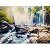 Vintage retro effect filtered hipster style image of tropical waterfall Phnom Kulen, Cambodia