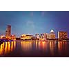 Vintage retro effect filtered hipster style image of Singapore cityscape skyline night view