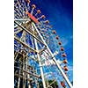 Ferris wheel in the sky, wide angle shot