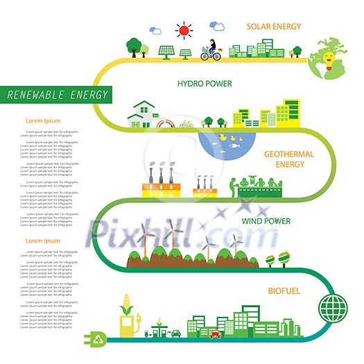 vector info chart renewable energy biogreen ecology 