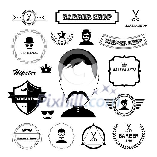 vector set of vintage barber badges and labels 
