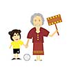 granddaughter and grandmother character vector cartoon