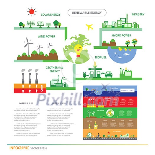 vector info chart renewable energy biogreen ecology 