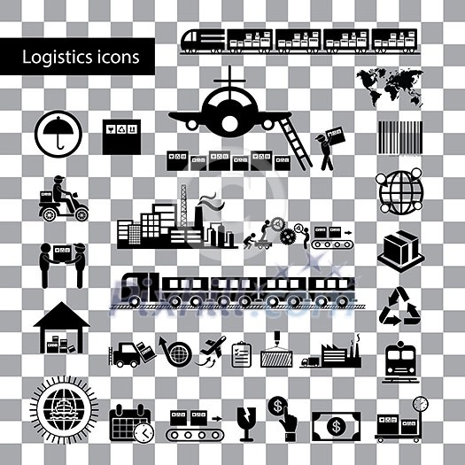 vector logistics export icon set 