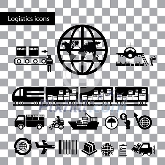 vector logistics export icon set  