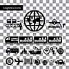 vector logistics export icon set  