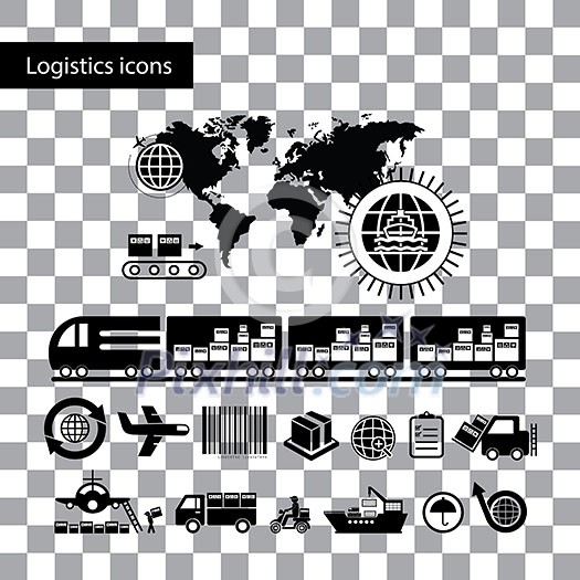 vector logistics export icon set 