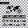 vector logistics export icon set 