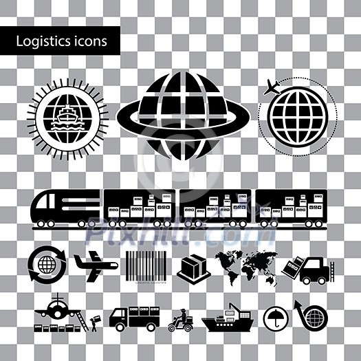 vector logistics export icon set 