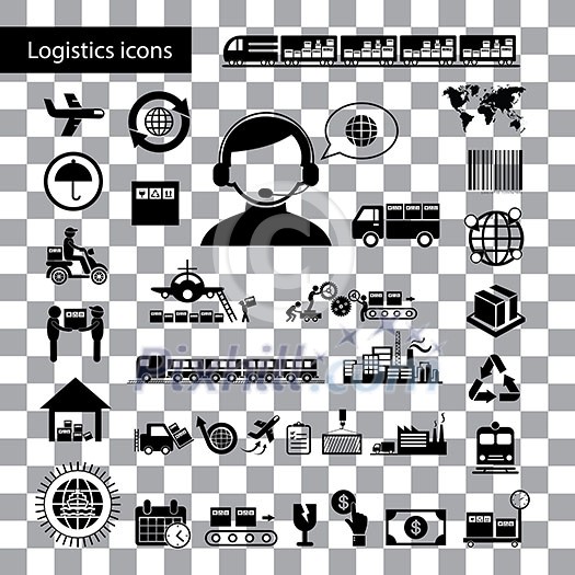 vector logistics export icon set 