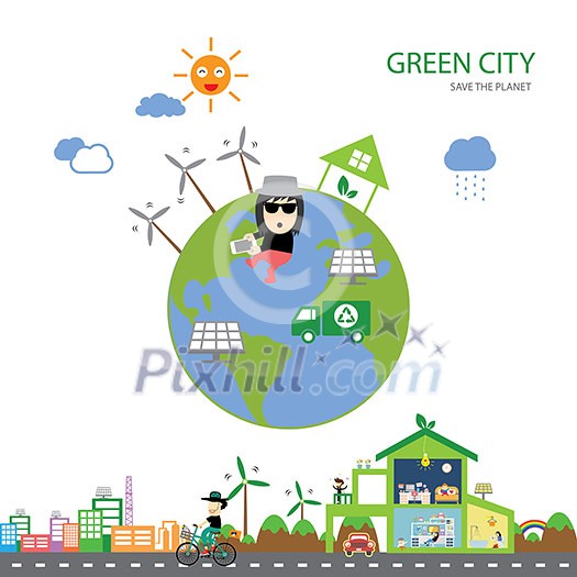 vector green house save the planet 