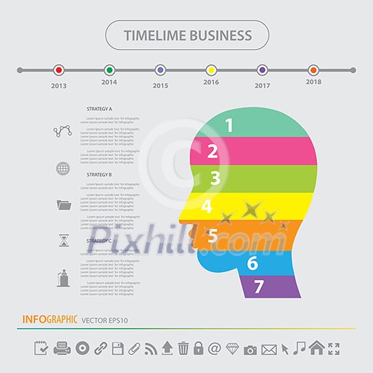Time line info graphics design template vector icons set Time line info graphics design template vector icons set