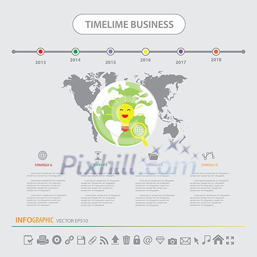 Time line info graphics design template vector icons set Time line info graphics design template vector icons set