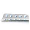 pack of blue tablets isolated on white
