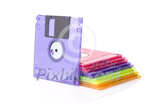 Color floppy disks isolated on white Color floppy disks isolated on white