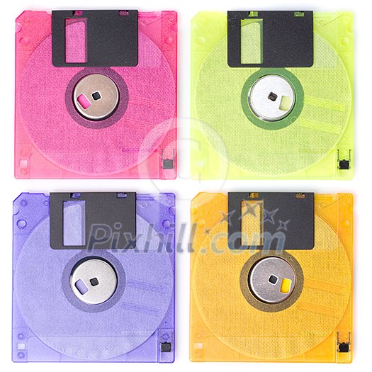 Color floppy disks isolated on white Color floppy disks isolated on white