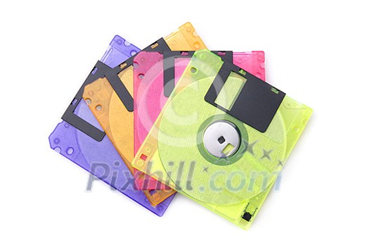 Color floppy disks isolated on white Color floppy disks isolated on white