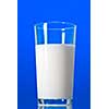 Milk in glass isolated on blue