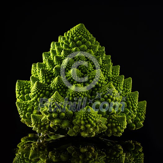 Fresh Romanesco cabbage on black background Fresh Romanesco cabbage on black background
