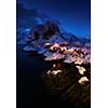 Hamnoy village in Lofoten islands of Norway in winter time. Night on Lofoten.