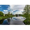 Calm river scenery in nordic countryside