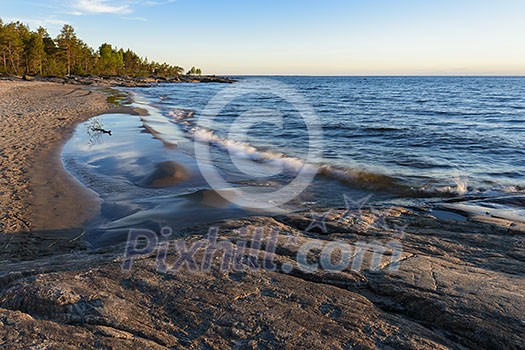 Baltic sea summer scenery in sunset time