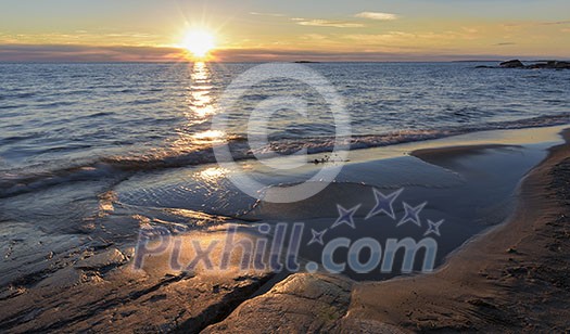 Baltic sea summer scenery in sunset time