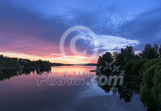 Beautiful lake view in twilight time