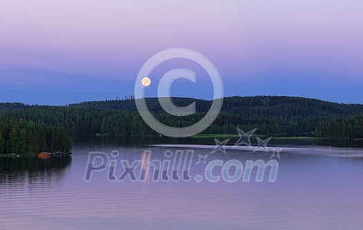 Night scenery with moonlight in july
