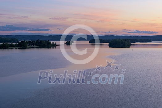 Colorful lake scenery in summernight