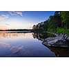 Peaceful lake scenery in july