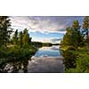 Peaceful lake scenery in summer