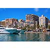 Beautiful view of Port de Soller, bay of Majorca island, Spain Medierranean Sea.