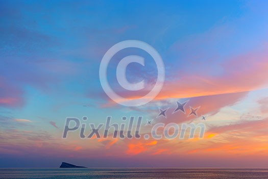 sea view on beautyful sunset. Clouds at sunset sea view on beautyful sunset. Clouds at sunset