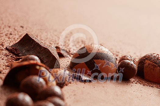 delicious chocolate candy on a brown background delicious chocolate candy on a brown background
