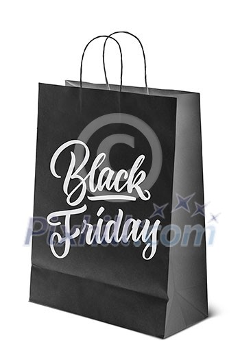 on black paper bag with a caligraphic text the message is black Friday