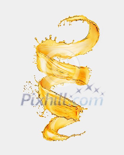 Yellow splash In the form of a spiral isolated on a white background Yellow splash In the form of a spiral isolated on a white background