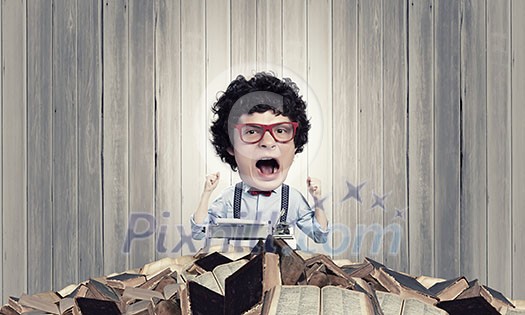 Young funny man in glasses with big head Young funny man in glasses with big head