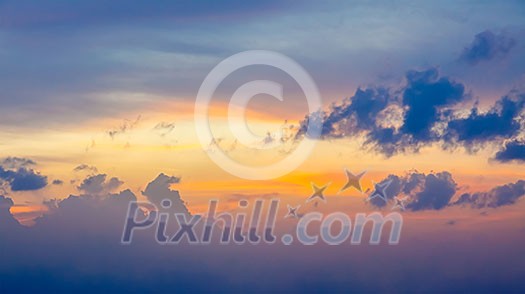 Dramatic sunset clouds in sky Dramatic sunset clouds in sky