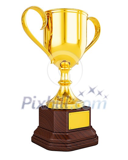 3d rendering of gold trophy cup isolated on white background - victory success concept 3d rendering of gold trophy cup isolated on white background - victory success concept