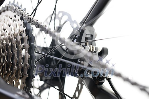 Modern MTB race mountain bike isolated on white background in a studio Modern MTB race mountain bike isolated on white background in a studio