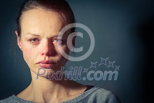 Young woman suffering from severe depression/anxiety/sadness Young woman suffering from severe depression/anxiety/sadness