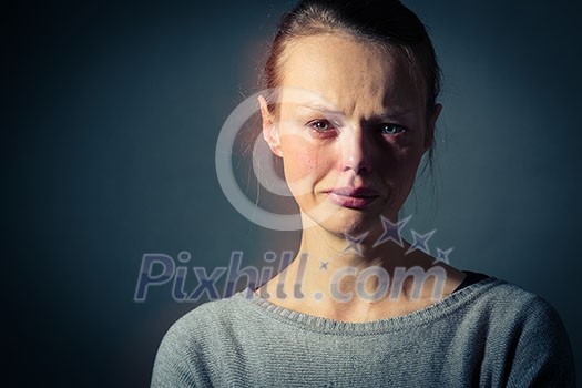 Young woman suffering from severe depression/anxiety/sadness Young woman suffering from severe depression/anxiety/sadness