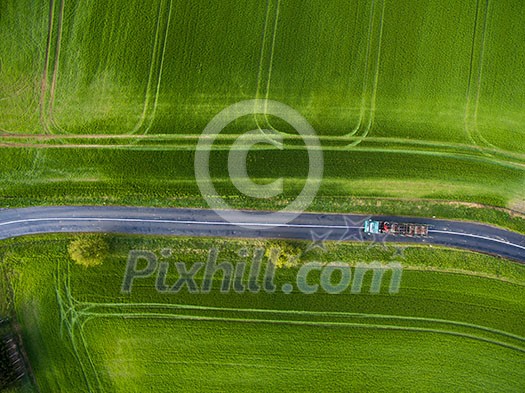 Farmland from above - aerial image of a lush green filed