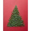 Postcard Happy New Year. Christmas tree pine needles on a red background. Christmas concept.