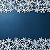 Border of white Christmas snowflakes. Preparation for Christmas card
